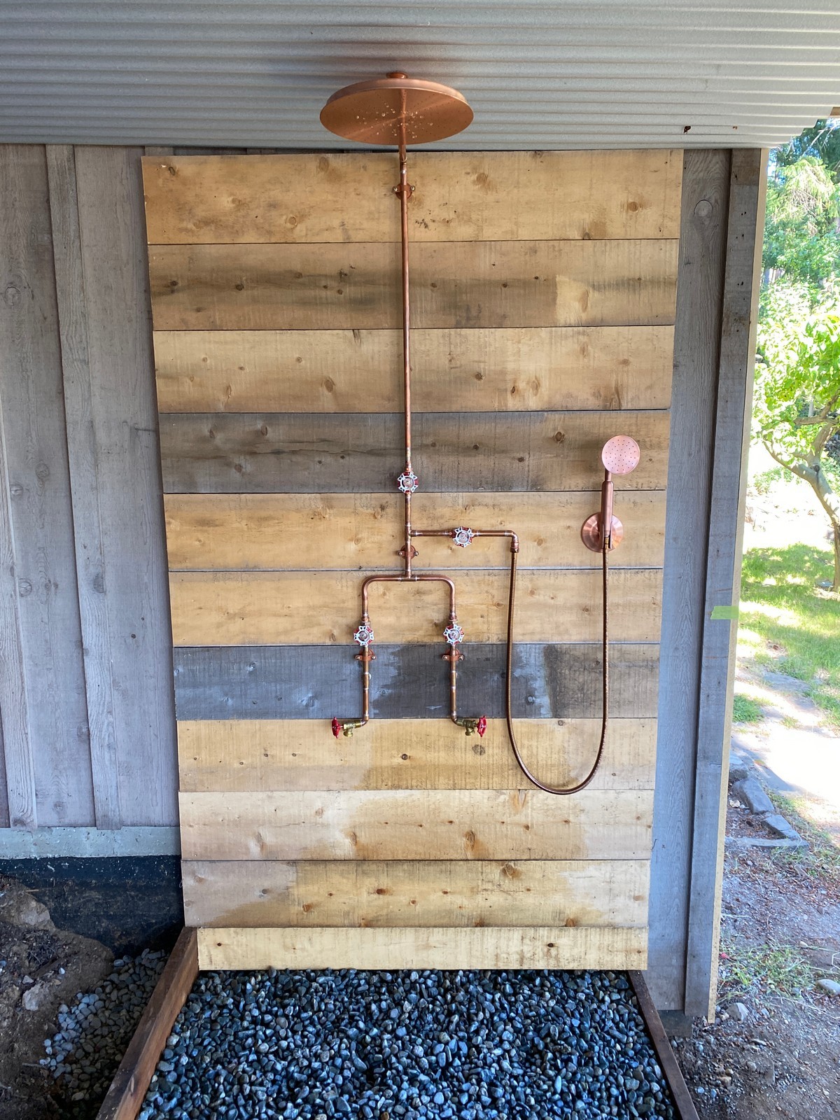 Outdoor copper shower